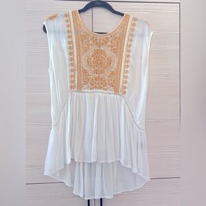 Ranna Gill Anthropologie Gold Embroidered Sleeveless Top / Tunic - EUC - Size 12